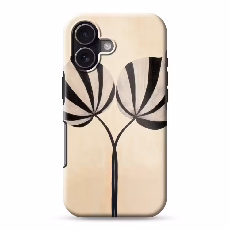 Bladeren - Gestreept - Stengel - Beige Toughcase MagSafe Apple iPhone 17 klein -3d