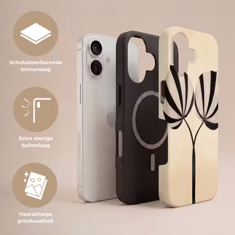 Bladeren - Gestreept - Stengel - Beige Toughcase MagSafe Apple iPhone 17 klein -USP_Lagen_NL