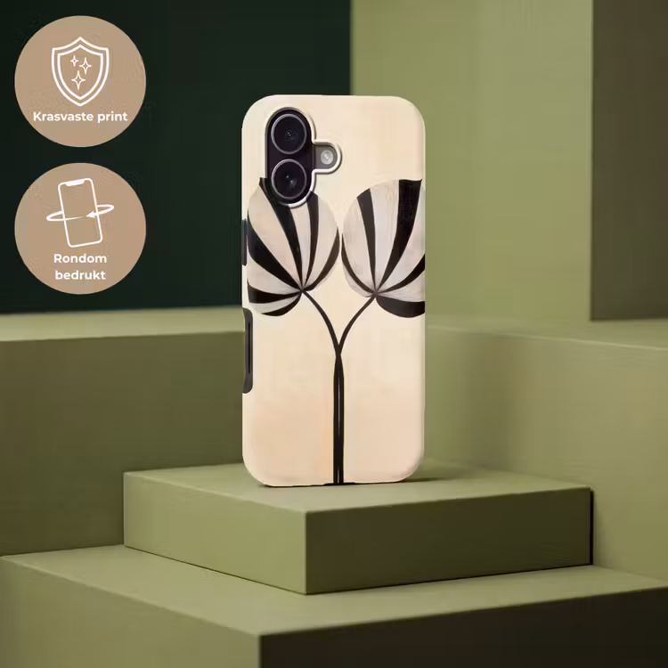 Bladeren - Gestreept - Stengel - Beige Toughcase MagSafe Apple iPhone 17 klein -USP_PrintM_NL