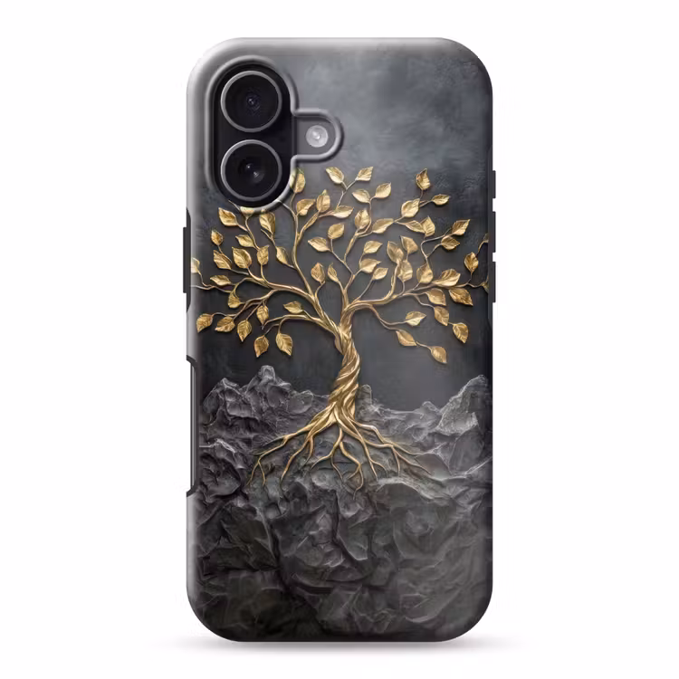 Bladeren - Goud - Boom - Rots Toughcase MagSafe Apple iPhone 17 klein -3d