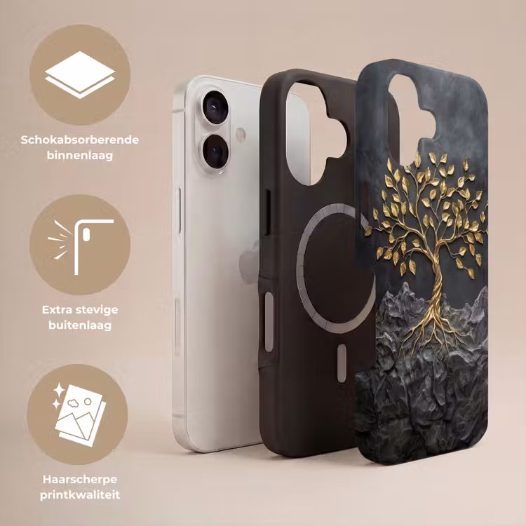 Bladeren - Goud - Boom - Rots Toughcase MagSafe Apple iPhone 17 klein -USP_Lagen_NL