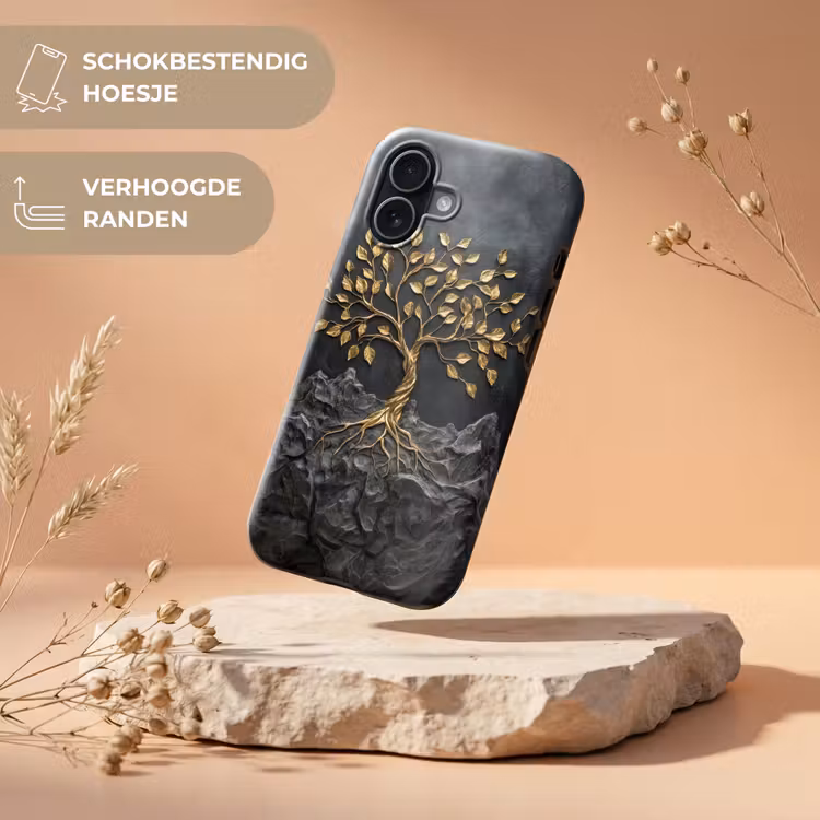 Bladeren - Goud - Boom - Rots Toughcase MagSafe Apple iPhone 17 klein -USP_RandenV_NL