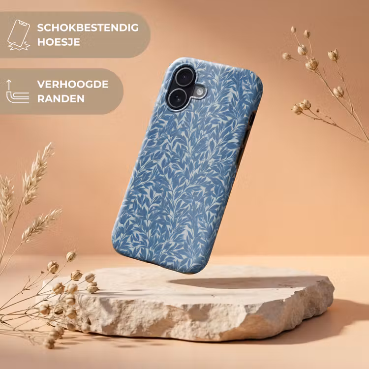 Bladeren - Klassiek - Patroon - Donkerblauw - Vintage Toughcase MagSafe Apple iPhone 17 klein 1017 -USP_RandenV_NL