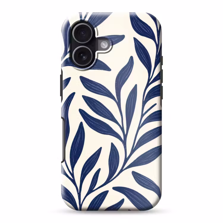 Bladeren - Klimop - Donkerblauw Toughcase MagSafe Apple iPhone 17 klein -3d