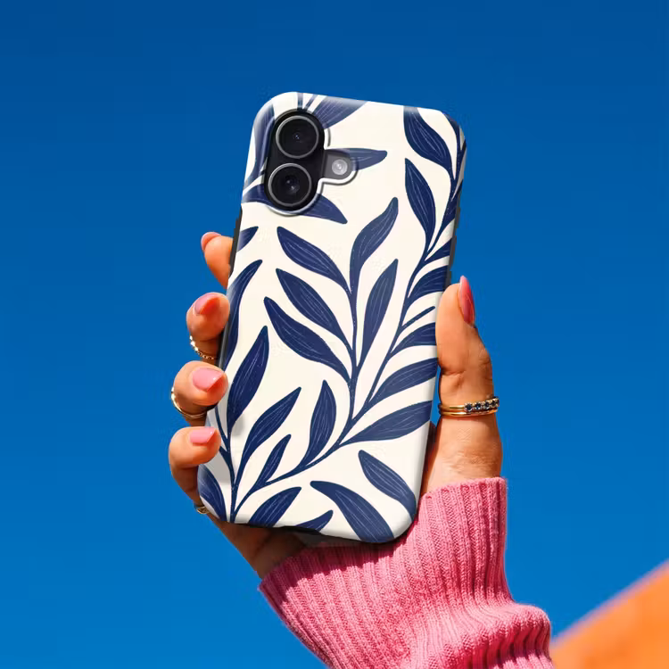Bladeren - Klimop - Donkerblauw Toughcase MagSafe Apple iPhone 17 klein -Sfeer1V