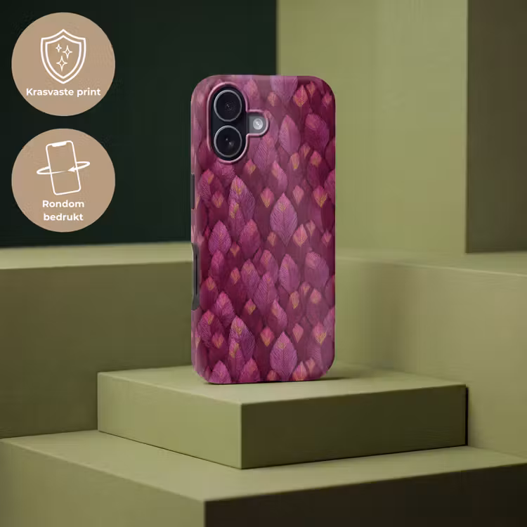 Bladeren - Patroon - Burgundy Toughcase MagSafe Apple iPhone 17 klein 1017 -USP_PrintM_NL
