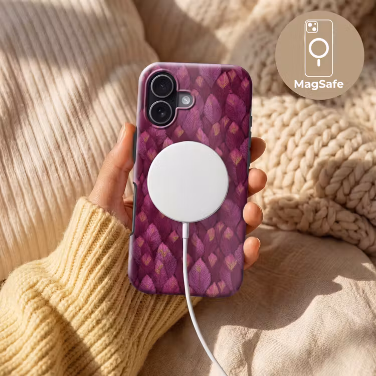 Bladeren - Patroon - Burgundy Toughcase MagSafe Apple iPhone 17 klein 1017 -USP_MagsafeV