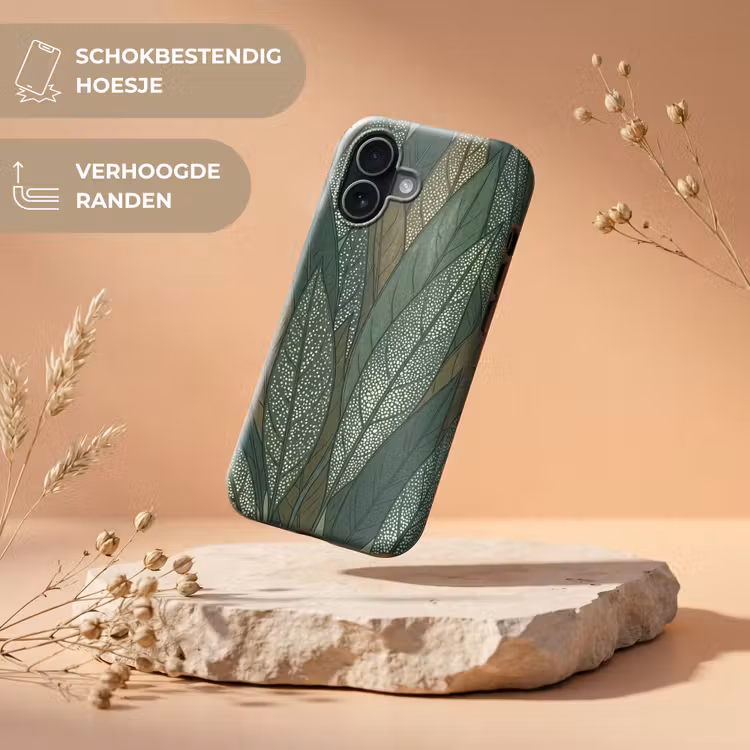 Bladeren - Patroon - Gestippeld - Natuur - Groen Toughcase MagSafe Apple iPhone 17 klein -USP_RandenV_NL