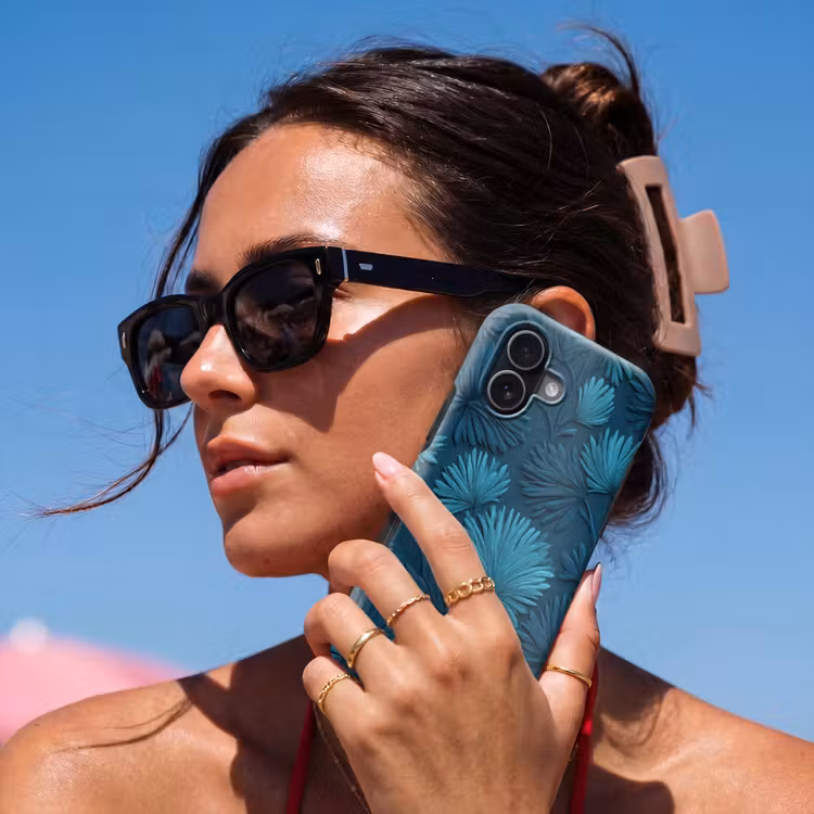 Bladeren - Reliëf - Patroon - Oceaanblauw - Modern Toughcase MagSafe Apple iPhone 17 klein 1017 -Sfeer2V