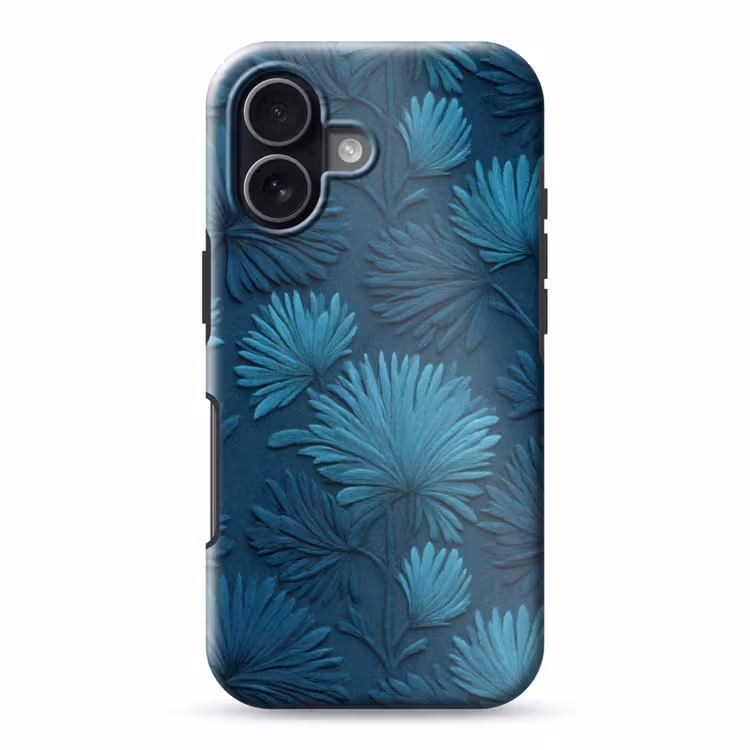 Bladeren - Reliëf - Patroon - Oceaanblauw - Modern Toughcase MagSafe Apple iPhone 17 klein 1017 -3d