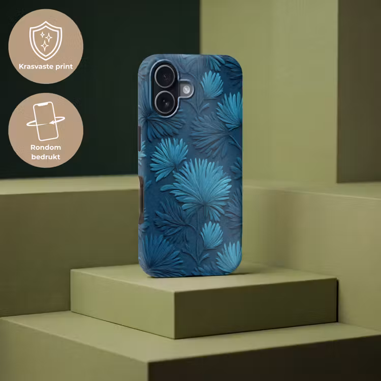 Bladeren - Reliëf - Patroon - Oceaanblauw - Modern Toughcase MagSafe Apple iPhone 17 klein 1017 -USP_PrintM_NL