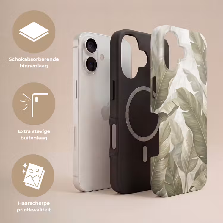 Bladeren - Tropisch - Natuur - Abstract - Beige Toughcase MagSafe Apple iPhone 17 klein -USP_Lagen_NL
