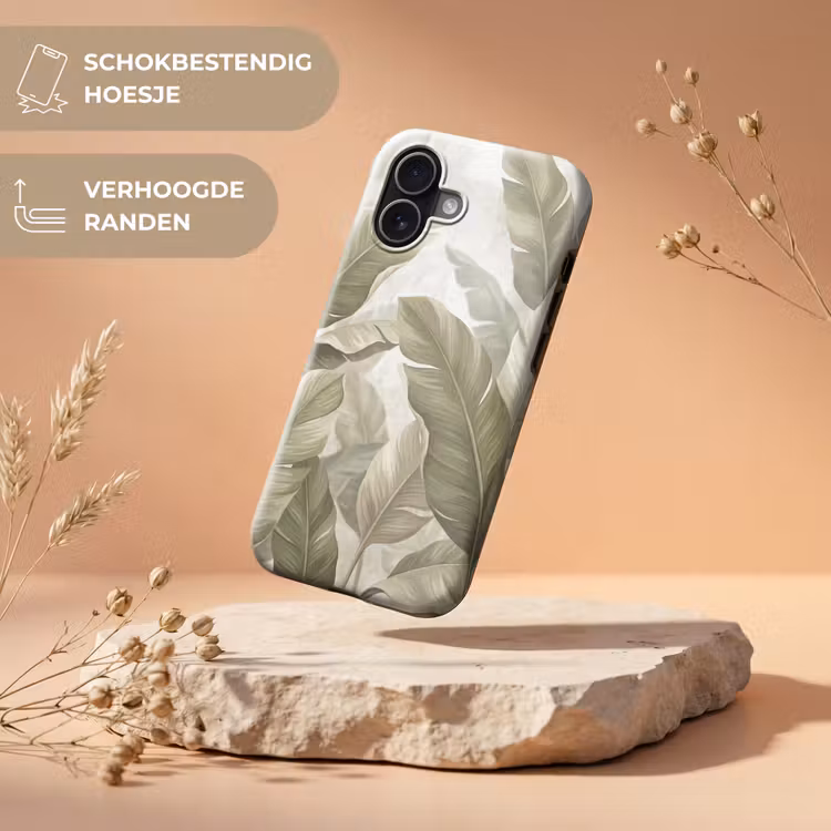 Bladeren - Tropisch - Natuur - Abstract - Beige Toughcase MagSafe Apple iPhone 17 klein -USP_RandenV_NL
