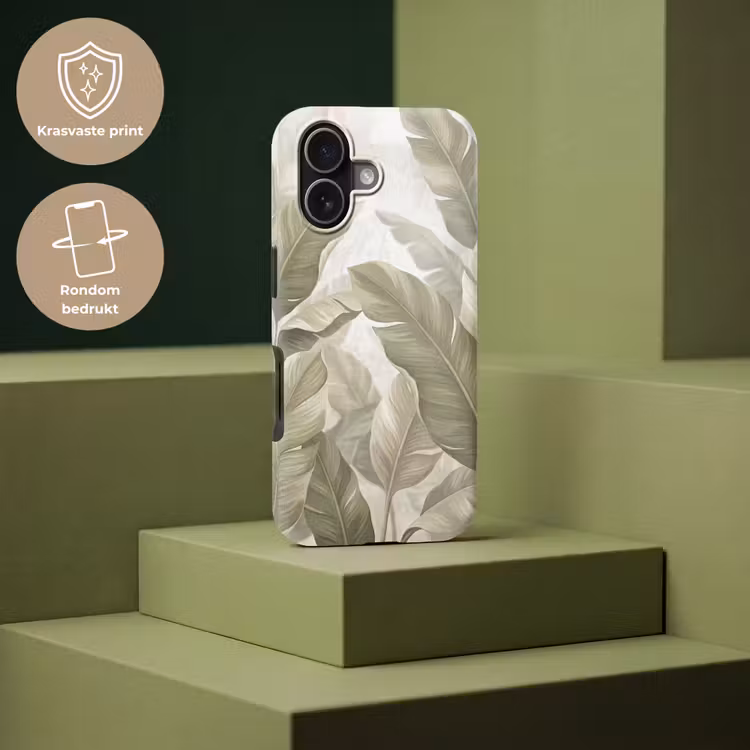 Bladeren - Tropisch - Natuur - Abstract - Beige Toughcase MagSafe Apple iPhone 17 klein -USP_PrintM_NL