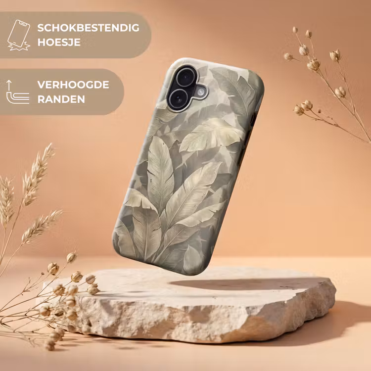 Bladeren - Tropisch - Natuur - Modern - Beige Toughcase MagSafe Apple iPhone 17 klein -USP_RandenV_NL