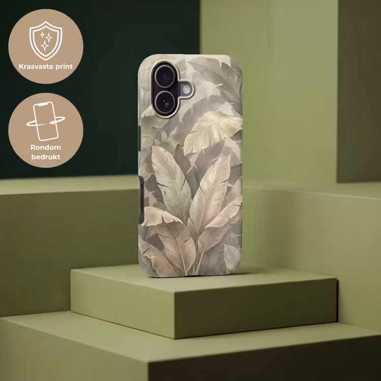 Bladeren - Tropisch - Natuur - Modern - Beige Toughcase MagSafe Apple iPhone 17 klein -USP_PrintM_NL