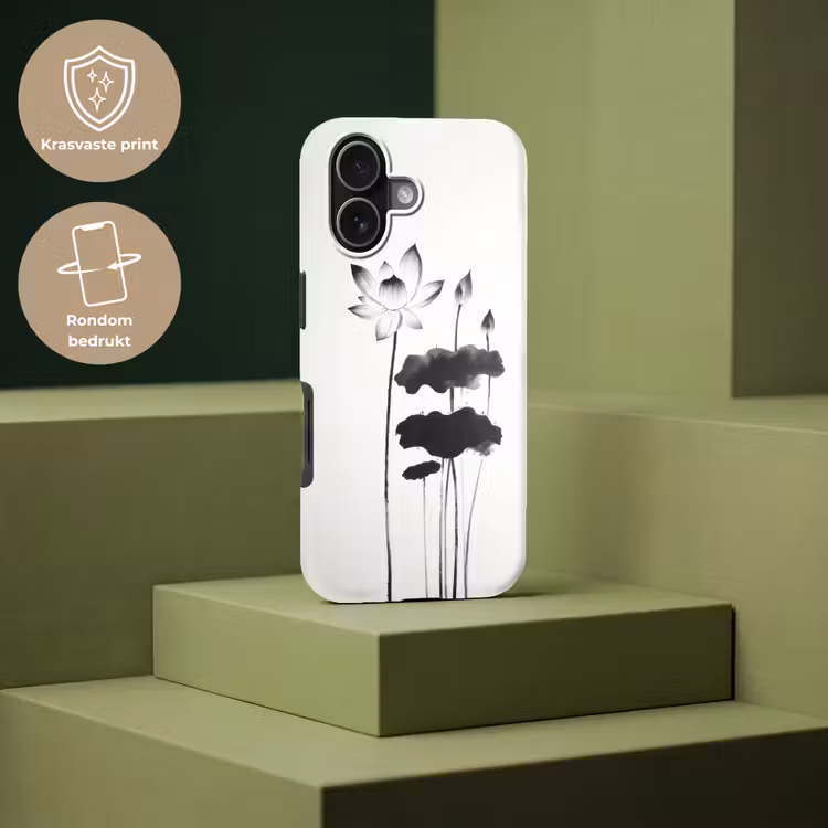 Bladeren - Zwart - Lotusbloem - Minimalitisch Toughcase MagSafe Apple iPhone 17 klein -USP_PrintM_NL