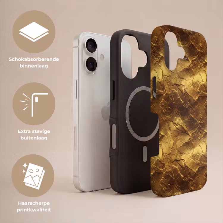 Bladgoud - Textuur - Goud Toughcase MagSafe Apple iPhone 17 klein 1017 -USP_Lagen_NL