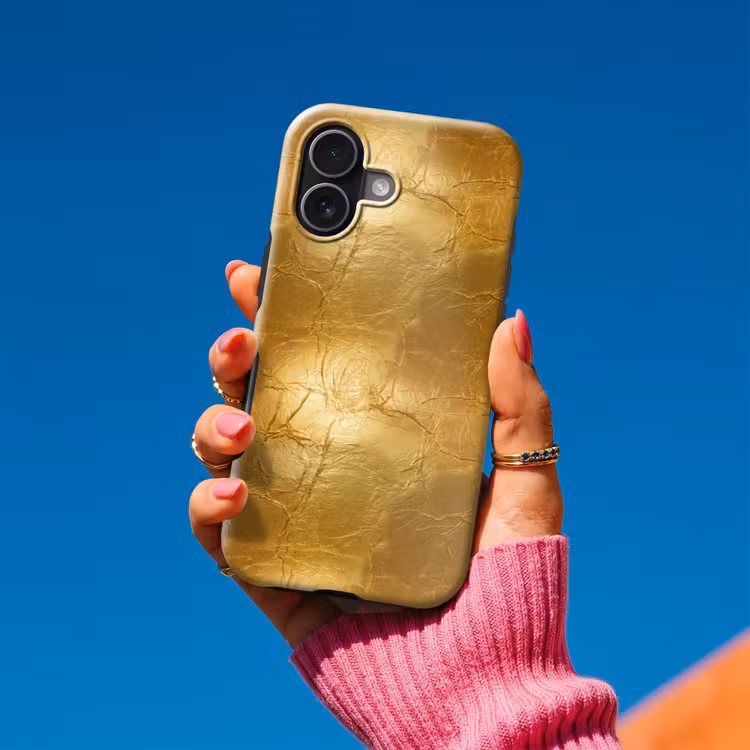 Bladgoud - Vintage - Textuur - Warm Goud Toughcase MagSafe Apple iPhone 17 klein 1017 -Sfeer1V