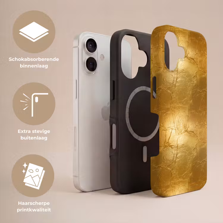 Bladgoud - Vintage - Textuur - Warm Goud Toughcase MagSafe Apple iPhone 17 klein 1017 -USP_Lagen_NL