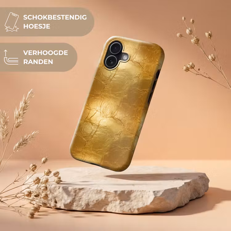 Bladgoud - Vintage - Textuur - Warm Goud Toughcase MagSafe Apple iPhone 17 klein 1017 -USP_RandenV_NL
