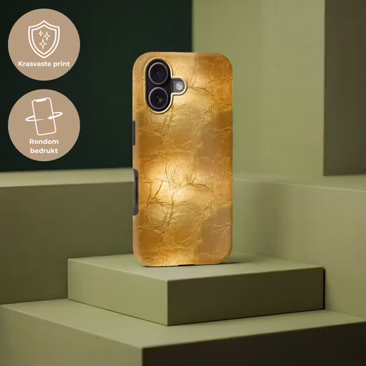 Bladgoud - Vintage - Textuur - Warm Goud Toughcase MagSafe Apple iPhone 17 klein 1017 -USP_PrintM_NL