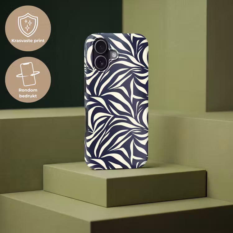 Bladvormen - Blauw - Patroon - Wit Toughcase MagSafe Apple iPhone 17 klein 1017 -USP_PrintM_NL