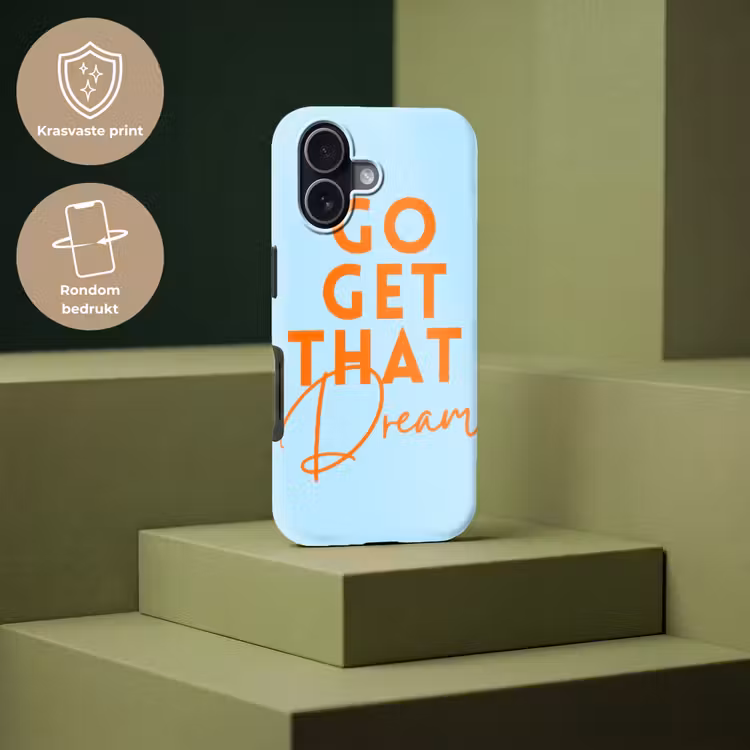 Blauw - Oranje - Tekst Toughcase MagSafe Apple iPhone 17 klein -USP_PrintM_NL