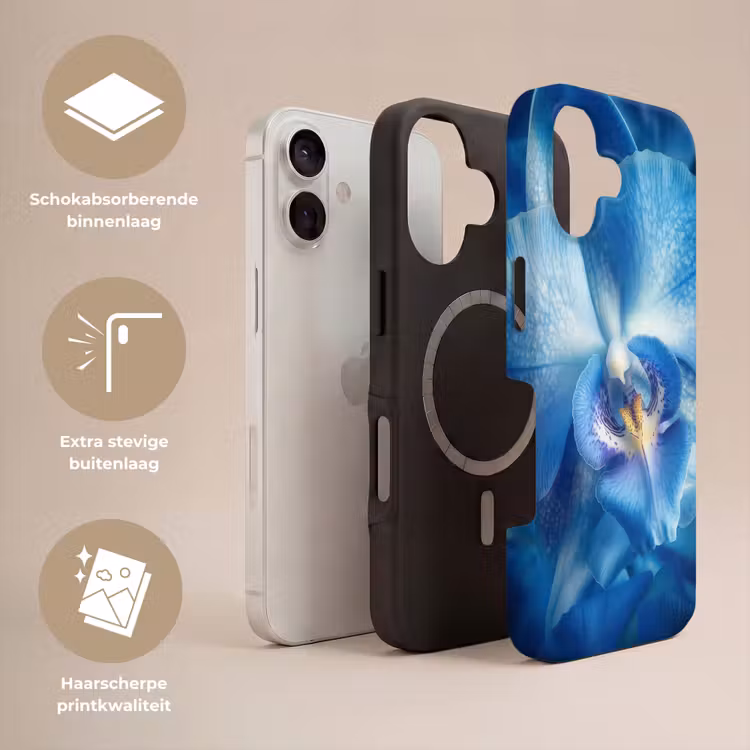 Blauw - Orchidee - Elegeant Toughcase MagSafe Apple iPhone 17 klein -USP_Lagen_NL