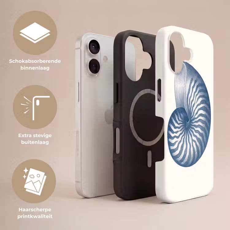 Blauw - Schelp - Spiraal Toughcase MagSafe Apple iPhone 17 klein -USP_Lagen_NL