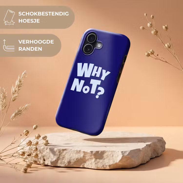 Blauw - Why not - Minimalistisch Toughcase MagSafe Apple iPhone 17 klein -USP_RandenV_NL