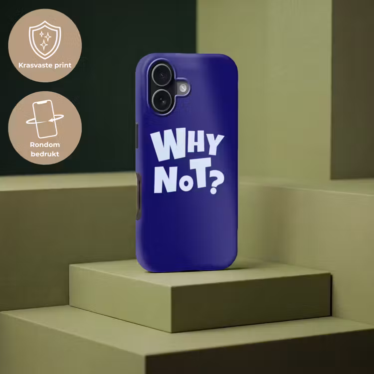 Blauw - Why not - Minimalistisch Toughcase MagSafe Apple iPhone 17 klein -USP_PrintM_NL