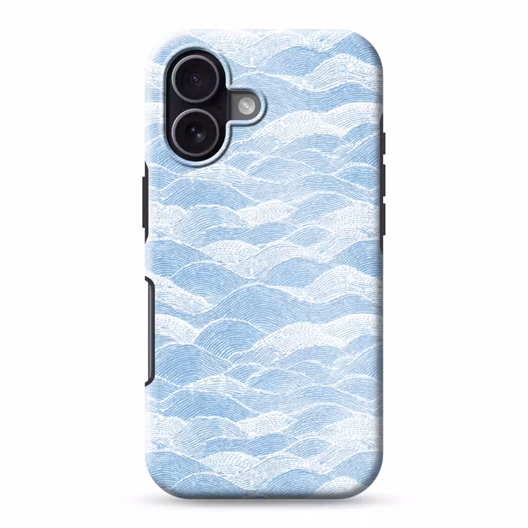 Blauw - Wit - Golven - Getekend Toughcase MagSafe Apple iPhone 17 klein 1017 -3d