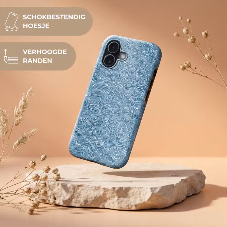 Blauw - Wit - Golven - Getekend - Textuur Toughcase MagSafe Apple iPhone 17 klein 1017 -USP_RandenV_NL