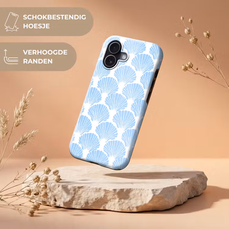 Blauw - Wit - Schelpen - Grafisch - Structuur Toughcase MagSafe Apple iPhone 17 klein 1017 -USP_RandenV_NL