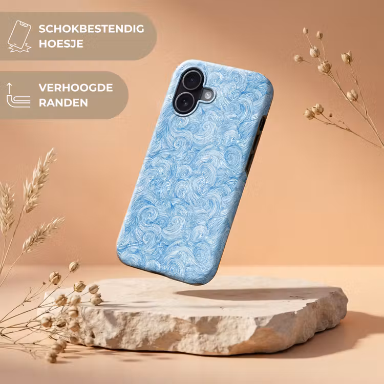 Blauw - Wit - Spiraal - Golven - Lijnen Toughcase MagSafe Apple iPhone 17 klein 1017 -USP_RandenV_NL