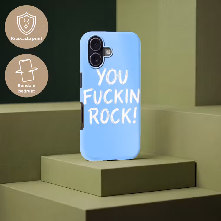 Blauw - Wit - You fuckin rock Toughcase MagSafe Apple iPhone 17 klein -USP_PrintM_NL