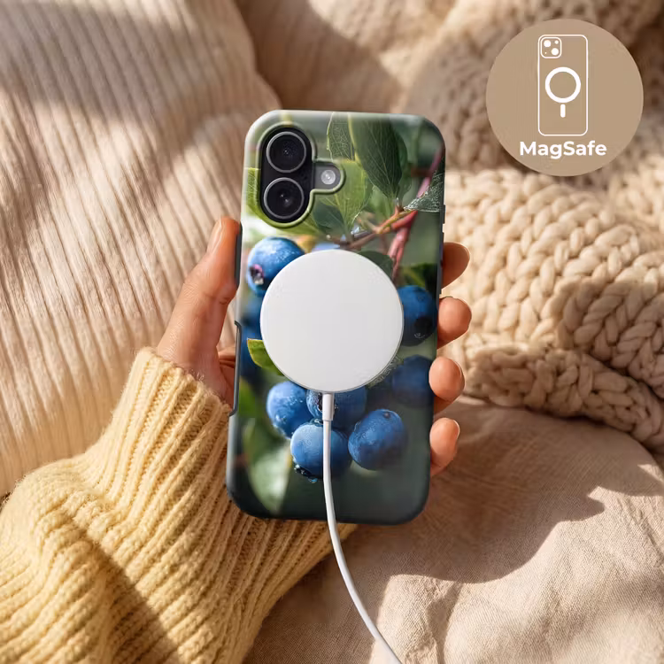 Blauwe bessen - Dauwdruppels - Natuurlijk licht Toughcase MagSafe Apple iPhone 17 klein -USP_MagsafeV