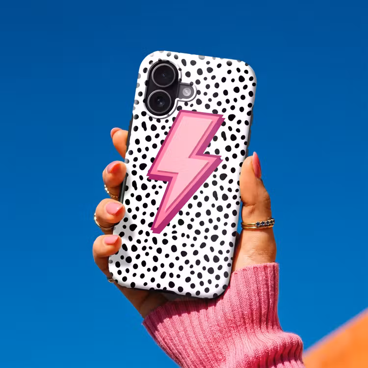 Bliksem - Roze - Stippen Toughcase MagSafe Apple iPhone 17 klein -Sfeer1V
