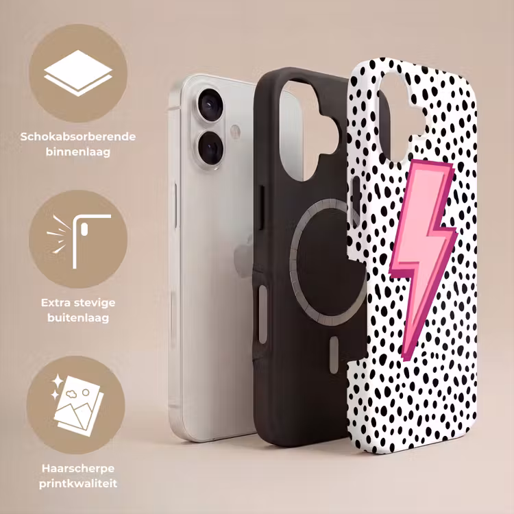 Bliksem - Roze - Stippen Toughcase MagSafe Apple iPhone 17 klein -USP_Lagen_NL