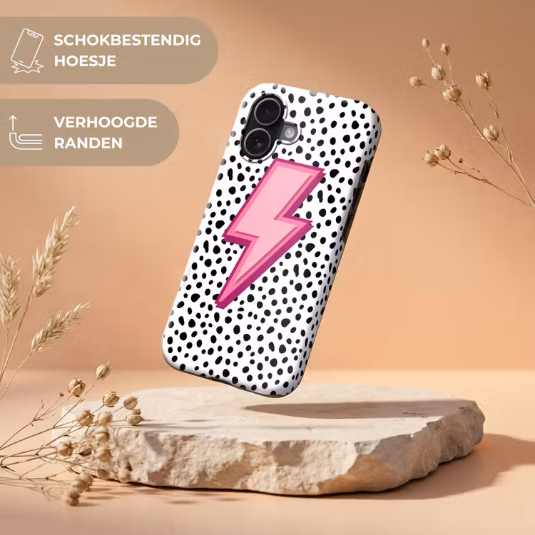 Bliksem - Roze - Stippen Toughcase MagSafe Apple iPhone 17 klein -USP_RandenV_NL