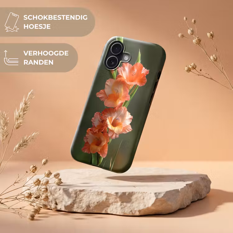 Bloem - Gladiolen - Zalmroze Toughcase MagSafe Apple iPhone 17 klein -USP_RandenV_NL
