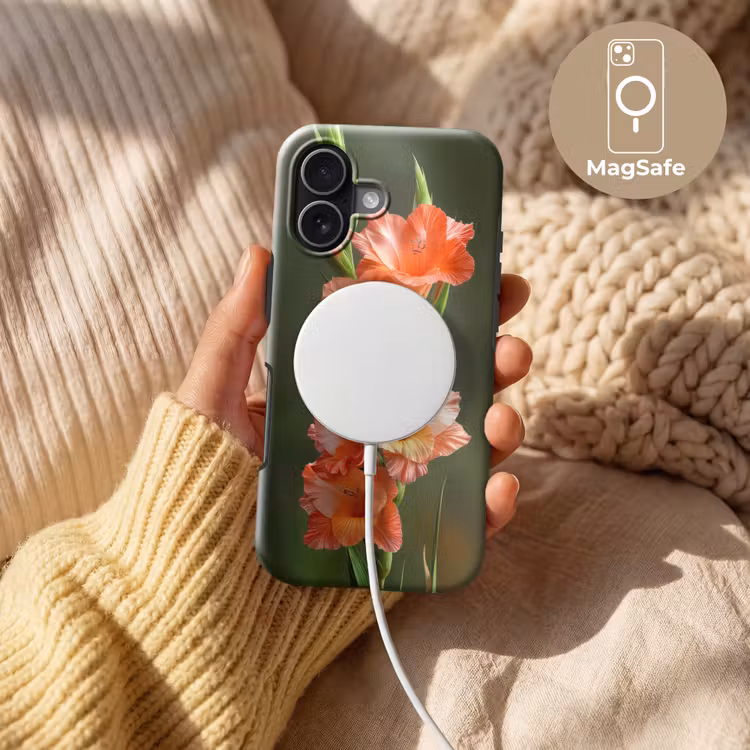 Bloem - Gladiolen - Zalmroze Toughcase MagSafe Apple iPhone 17 klein -USP_MagsafeV