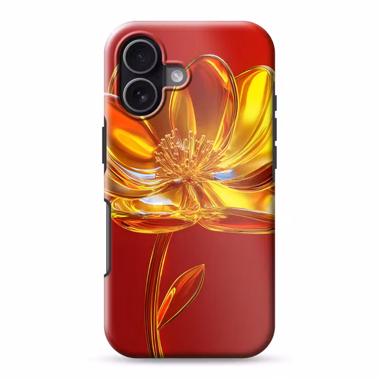 Bloem - Goud - Glazen Toughcase MagSafe Apple iPhone 17 klein -3d