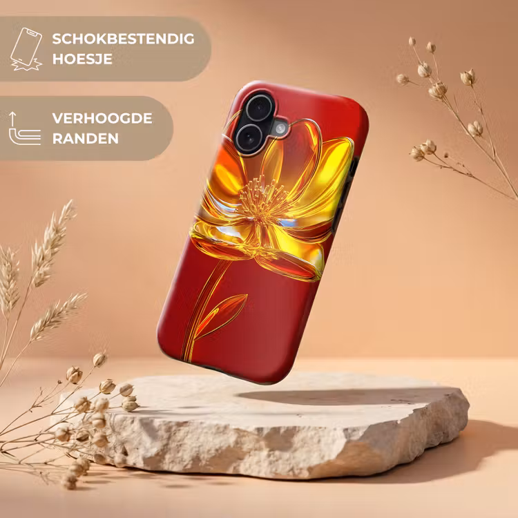 Bloem - Goud - Glazen Toughcase MagSafe Apple iPhone 17 klein -USP_RandenV_NL