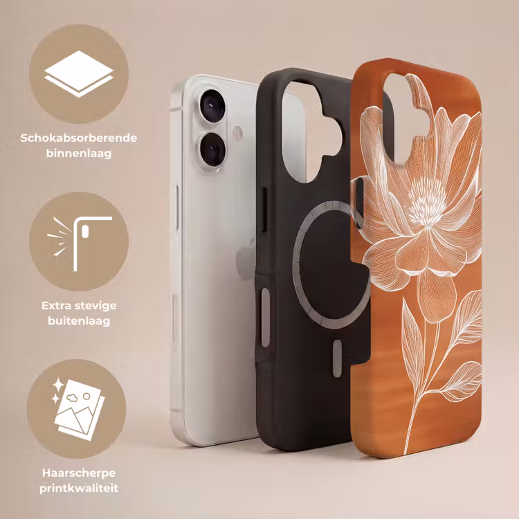 Bloem - Minimalistisch - Wit Toughcase MagSafe Apple iPhone 17 klein -USP_Lagen_NL