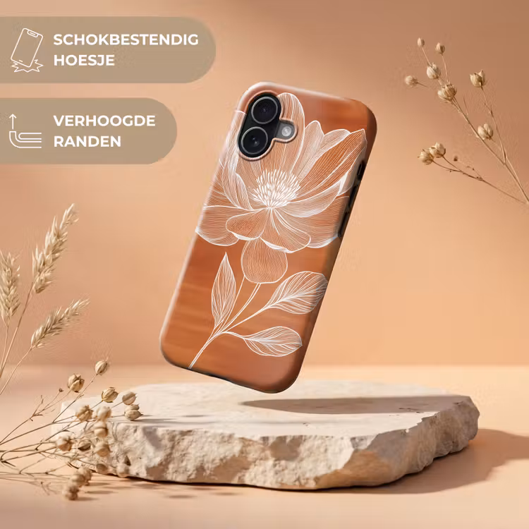 Bloem - Minimalistisch - Wit Toughcase MagSafe Apple iPhone 17 klein -USP_RandenV_NL