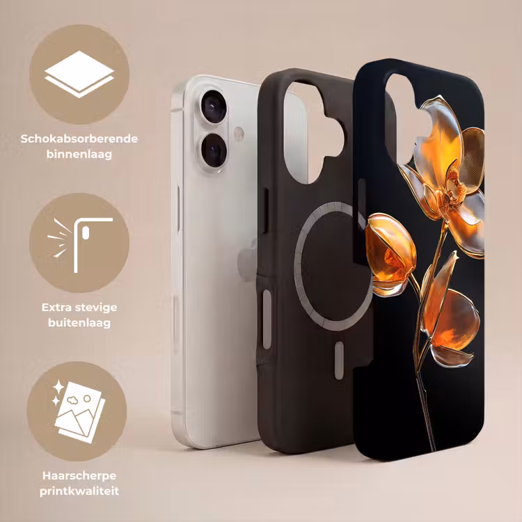 Bloem - Orchidee - Oranje Toughcase MagSafe Apple iPhone 17 klein -USP_Lagen_NL