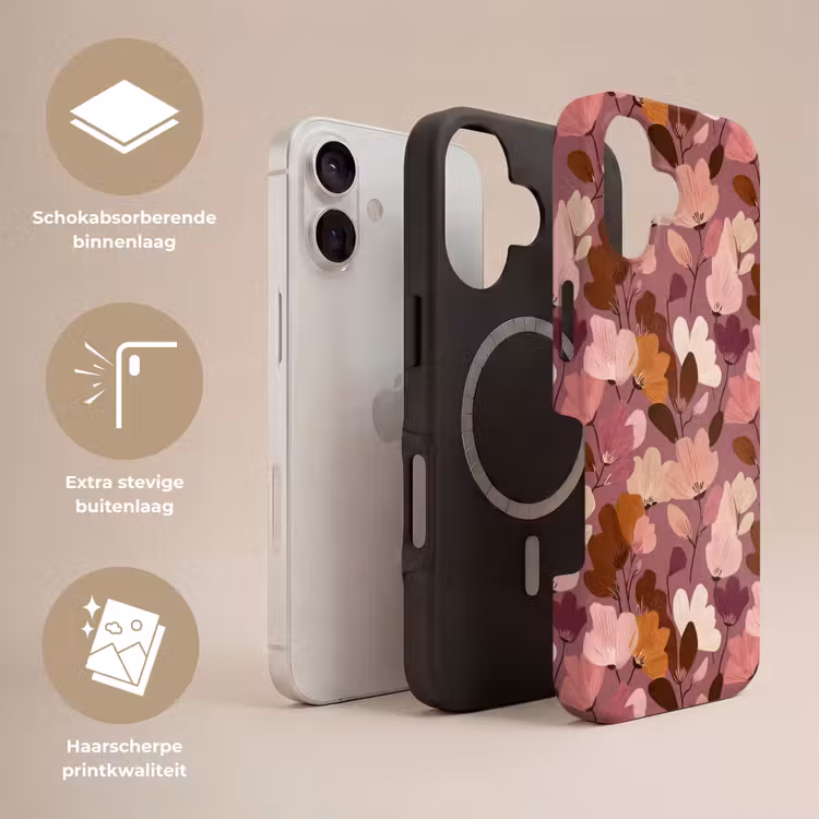 Bloem - Patroon - Roze Toughcase MagSafe Apple iPhone 17 klein 1017 -USP_Lagen_NL