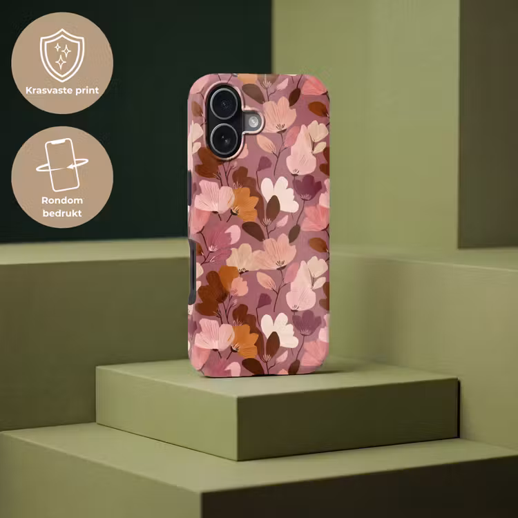 Bloem - Patroon - Roze Toughcase MagSafe Apple iPhone 17 klein 1017 -USP_PrintM_NL